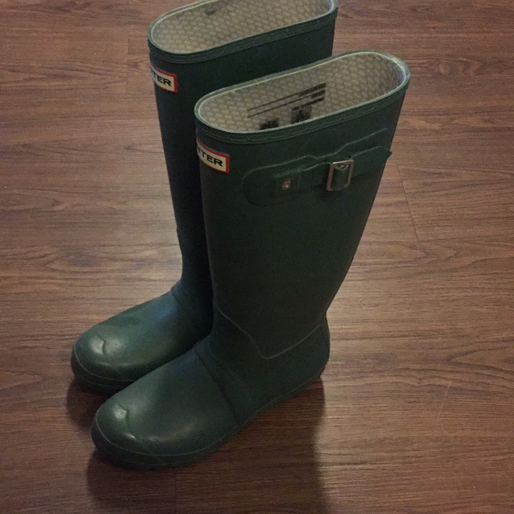 Hunter green rain boots
